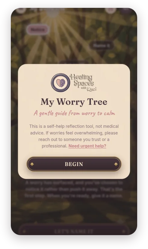The Worry Tree app open on a phone
